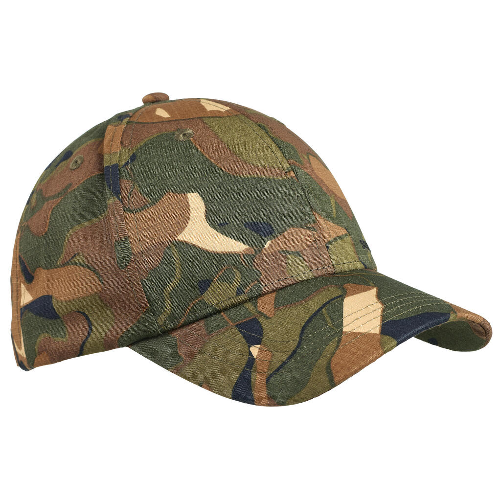 Durable hunting cap 500 - Woodland Camo Green and Brown