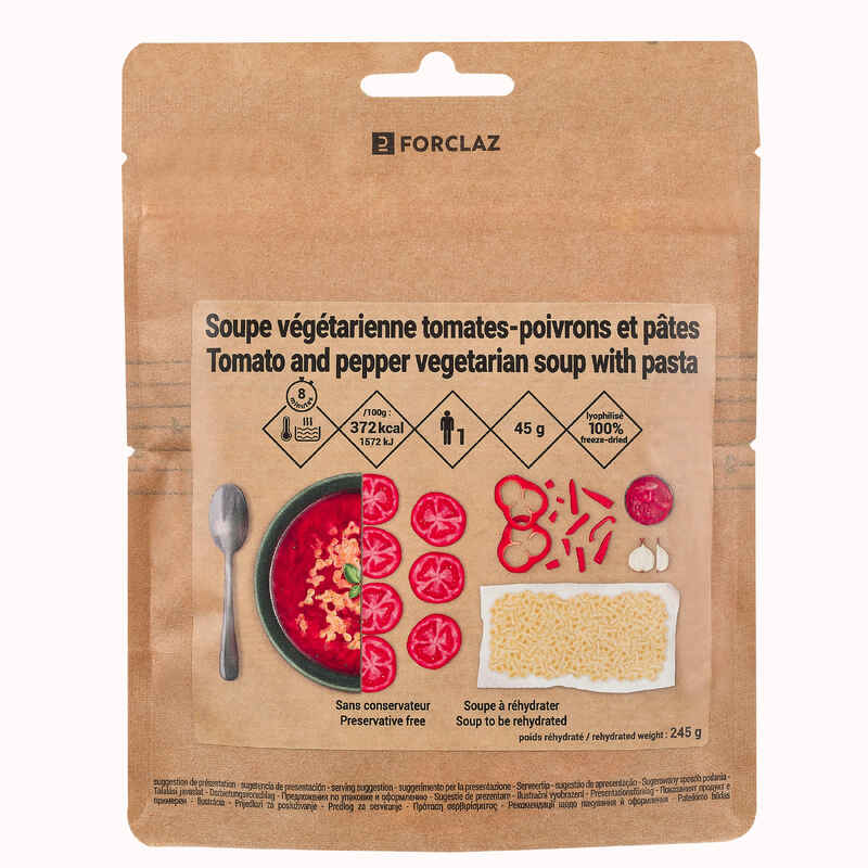 Trekkingnahrung Suppe vegetarisch Tomaten Paprika Nudeln gefriergetrocknet 45 g