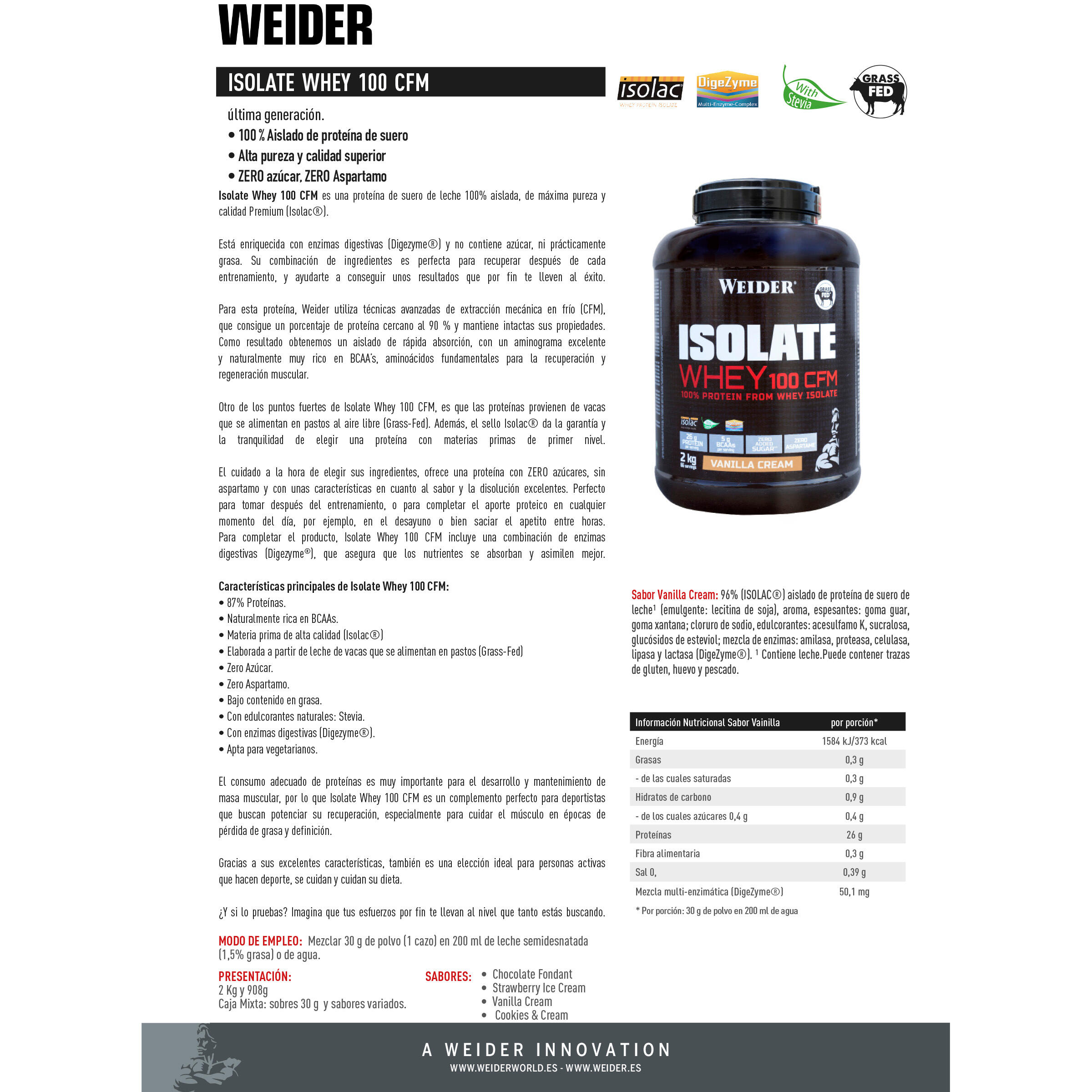 Proteína isolada 908 g Weider Whey 100 CFM 908 g 3/5