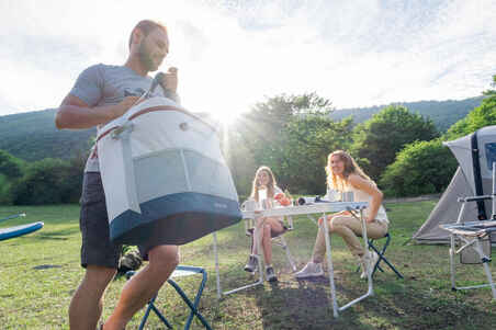 FOLDING CAMPING TABLE - 4 STOOLS - 4 TO 6 PEOPLE - Blue