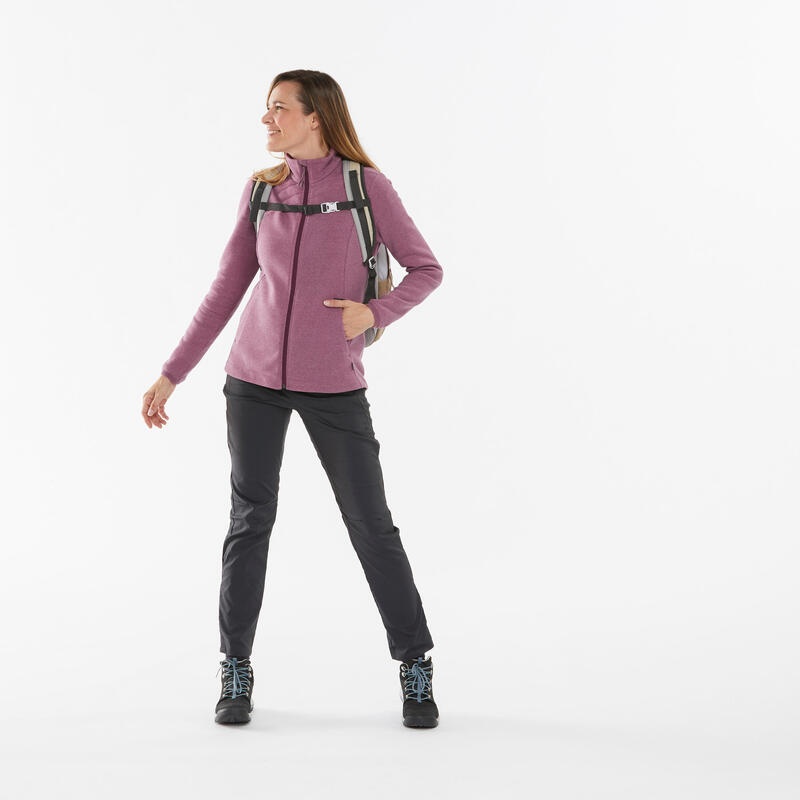 Maglione in pile trekking donna NH150 rosa