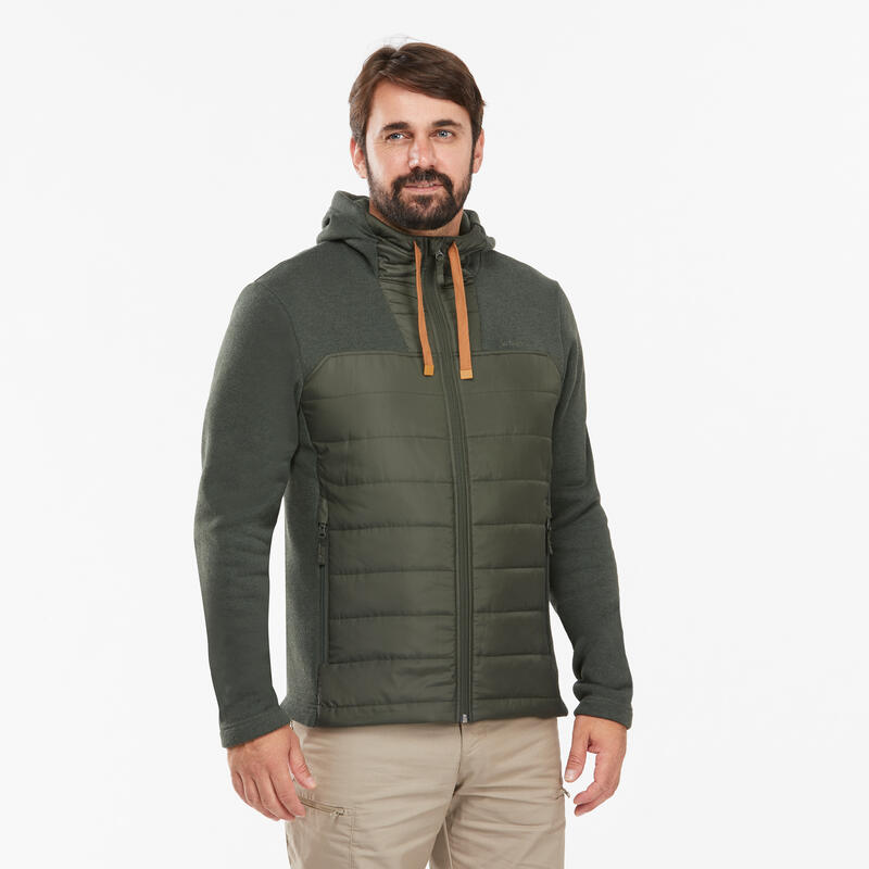 Viento Remolque Guante Chaqueta polar de montaña y trekking con capucha Hombre Quechua NH100  Hybride | Decathlon