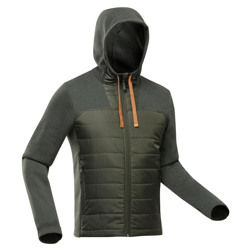 Hybride hoodie met rits voor wandelen heren NH100