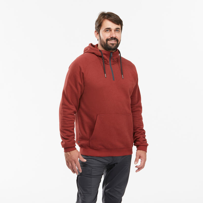 Sudadera de montaña y trekking con capucha Hombre Quechua NH150. 1/2 cremallera