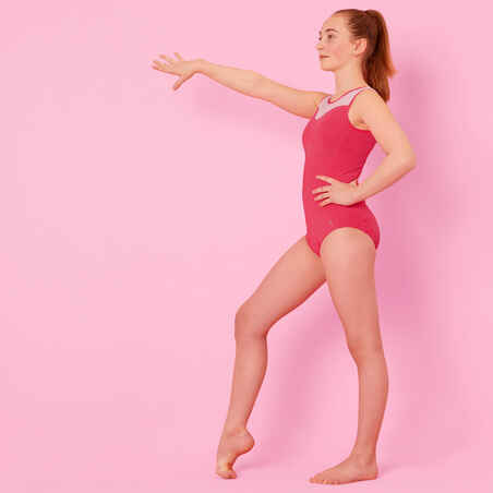 Gymnastikanzug Turnanzug ärmellos rosa/weiss