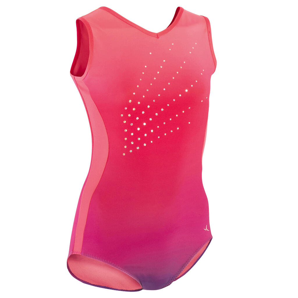 Girls' Sleeveless Artistic Gymnastics Leotard - Pink Fade