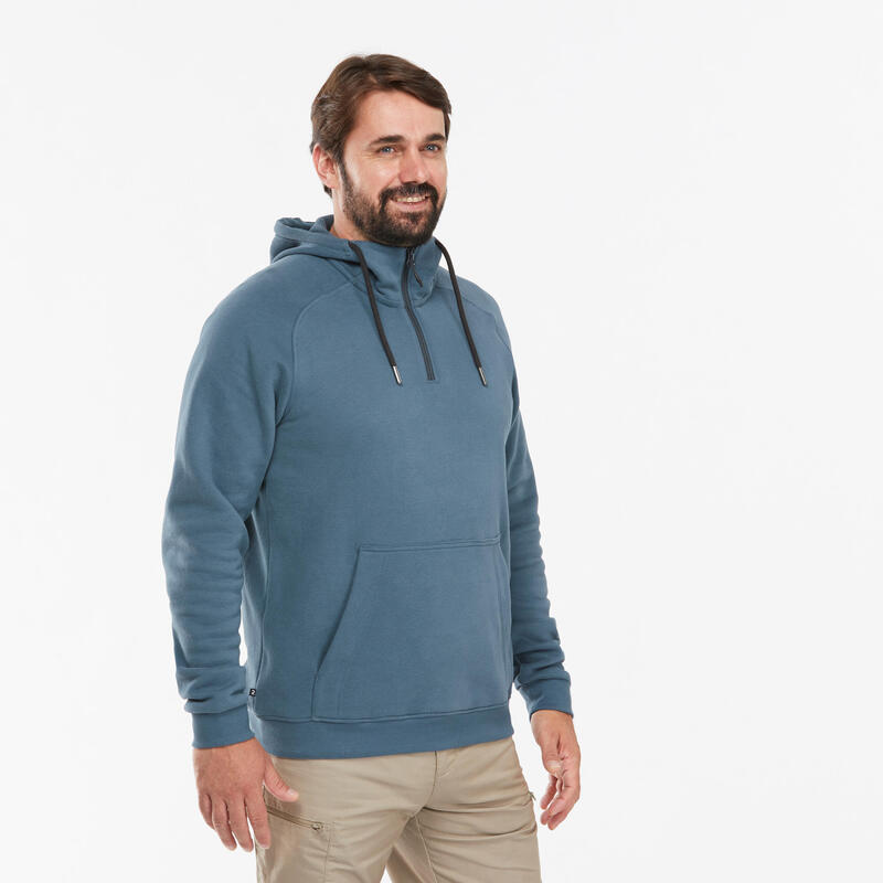 Sudadera de montaña y trekking con capucha Hombre Quechua NH150. 1/2 cremallera