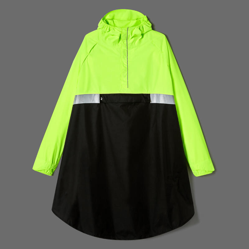 City Cycling PPE Day & Night Visibility Poncho 560 - Neon Yellow/Black