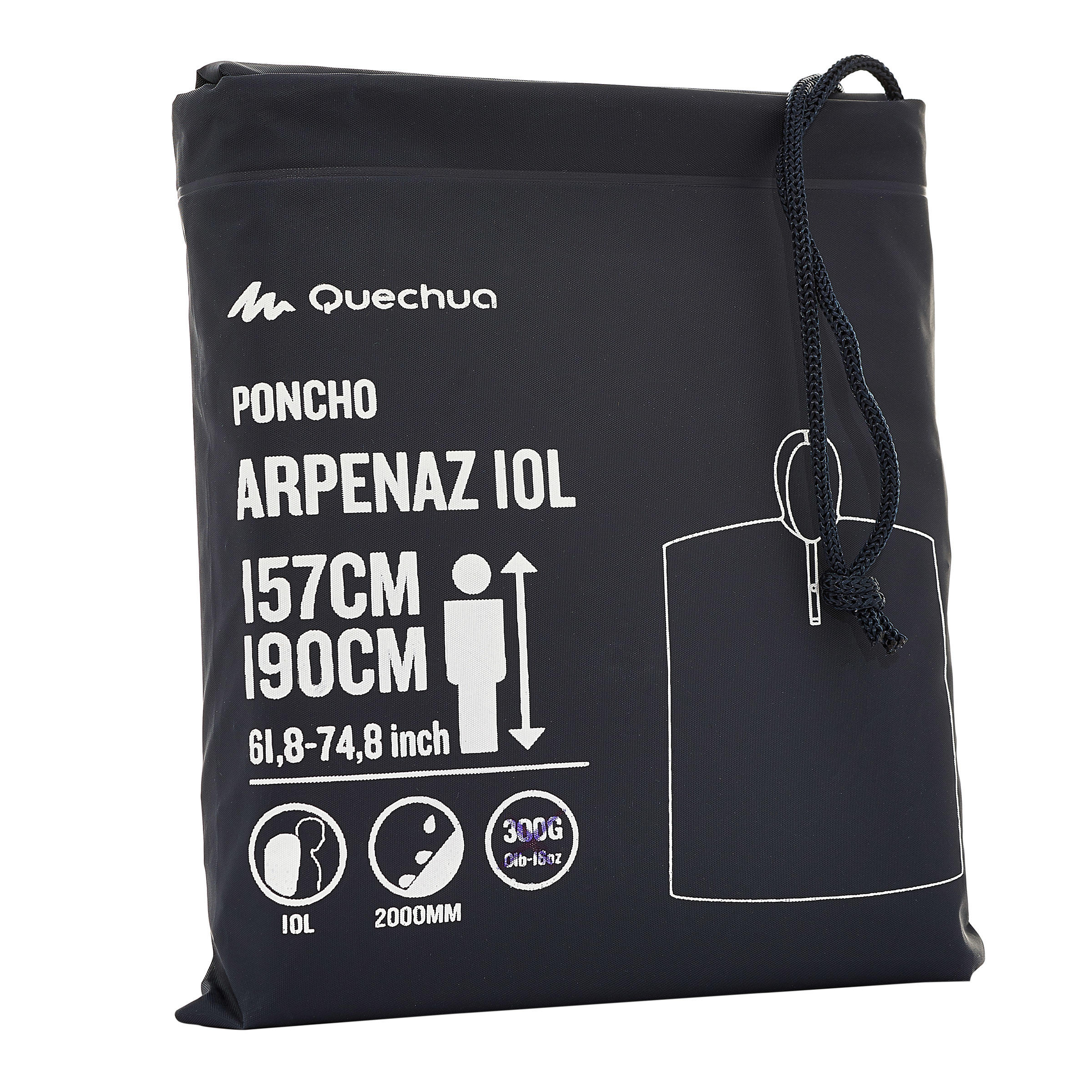 Poncho 50 de pluie randonnee 10 L Bleu adulte FORCLAZ Decathlon
