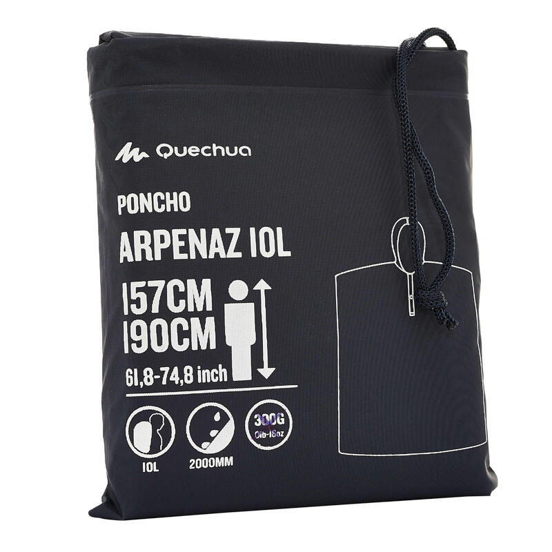 Poncho 50 de pluie randonnée - 10 L Bleu adulte