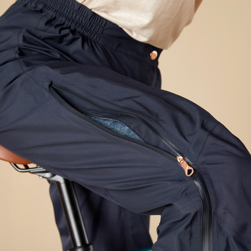 Sobrepantalón Impermeable Bicicleta Ciudad 900 Azul Mujer