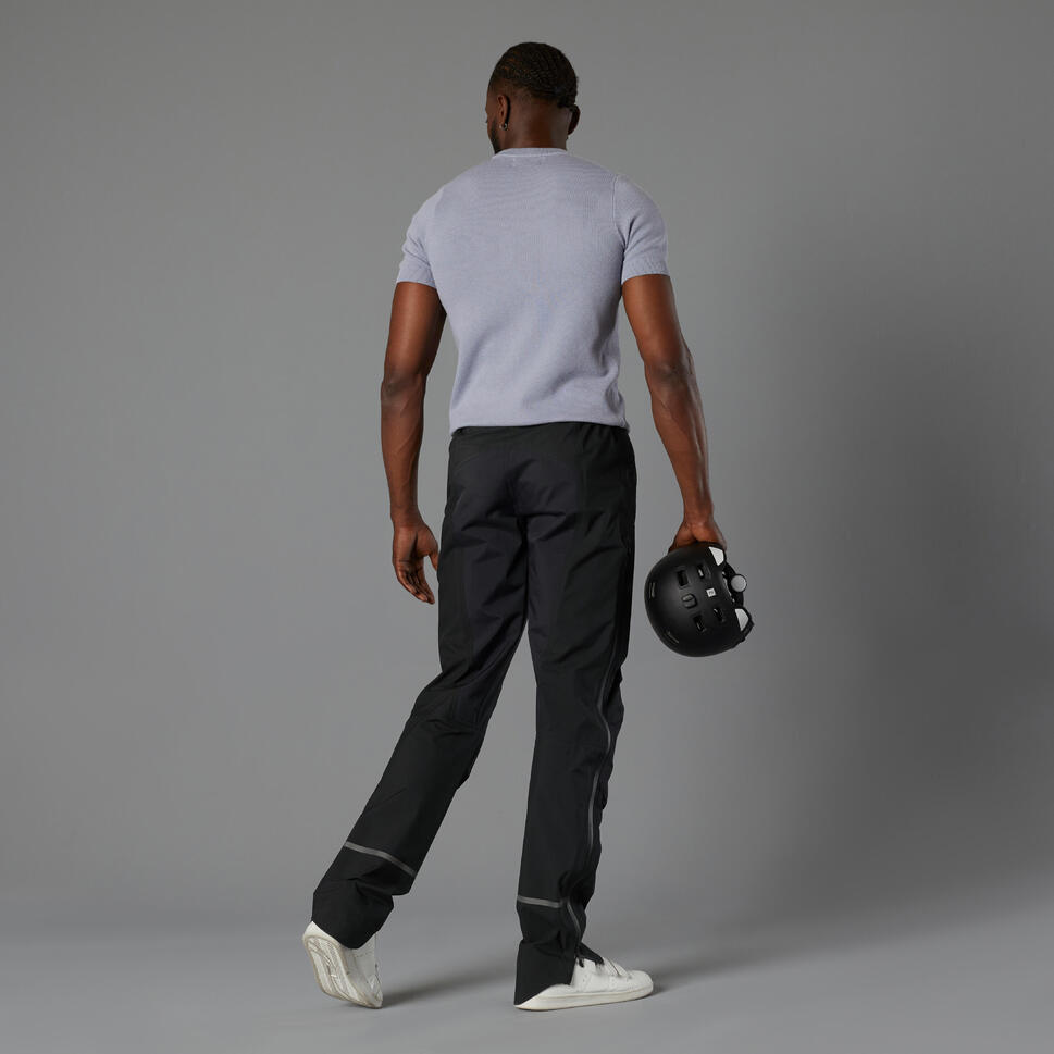 Men's City Cycling Rain Overtrousers 900 Black BTWIN Decathlon