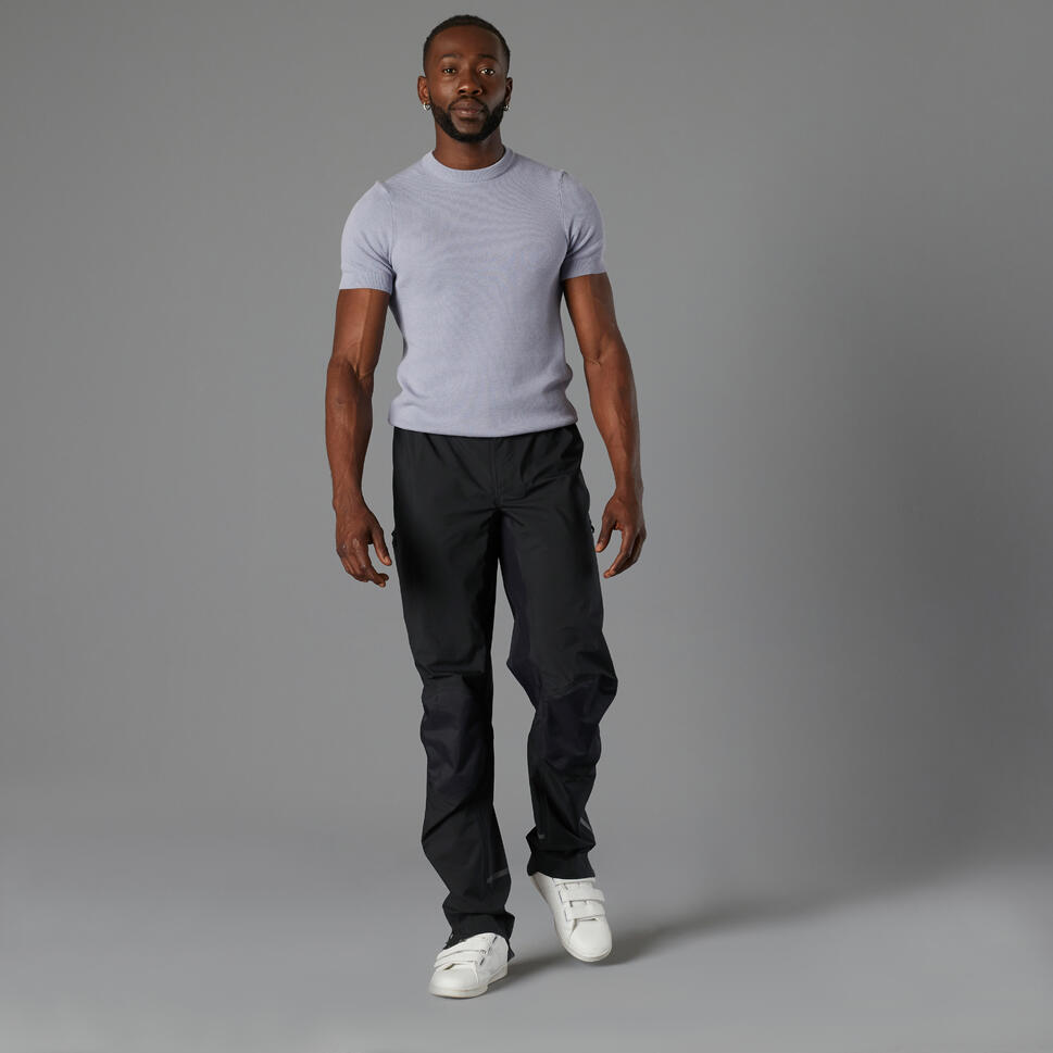 Men's City Cycling Rain Overtrousers 900 Black BTWIN Decathlon