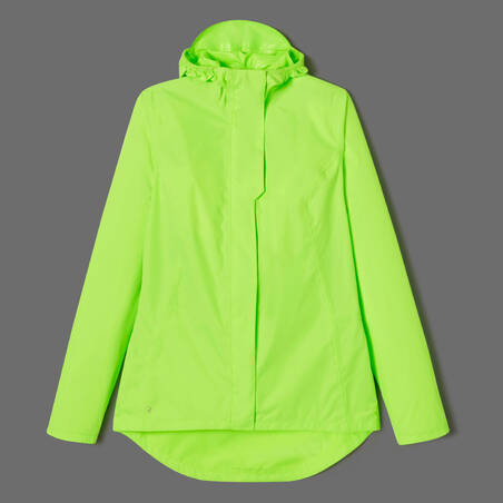 Jaket Antiair Wanita 100 Urban Cycling - Kuning Neon