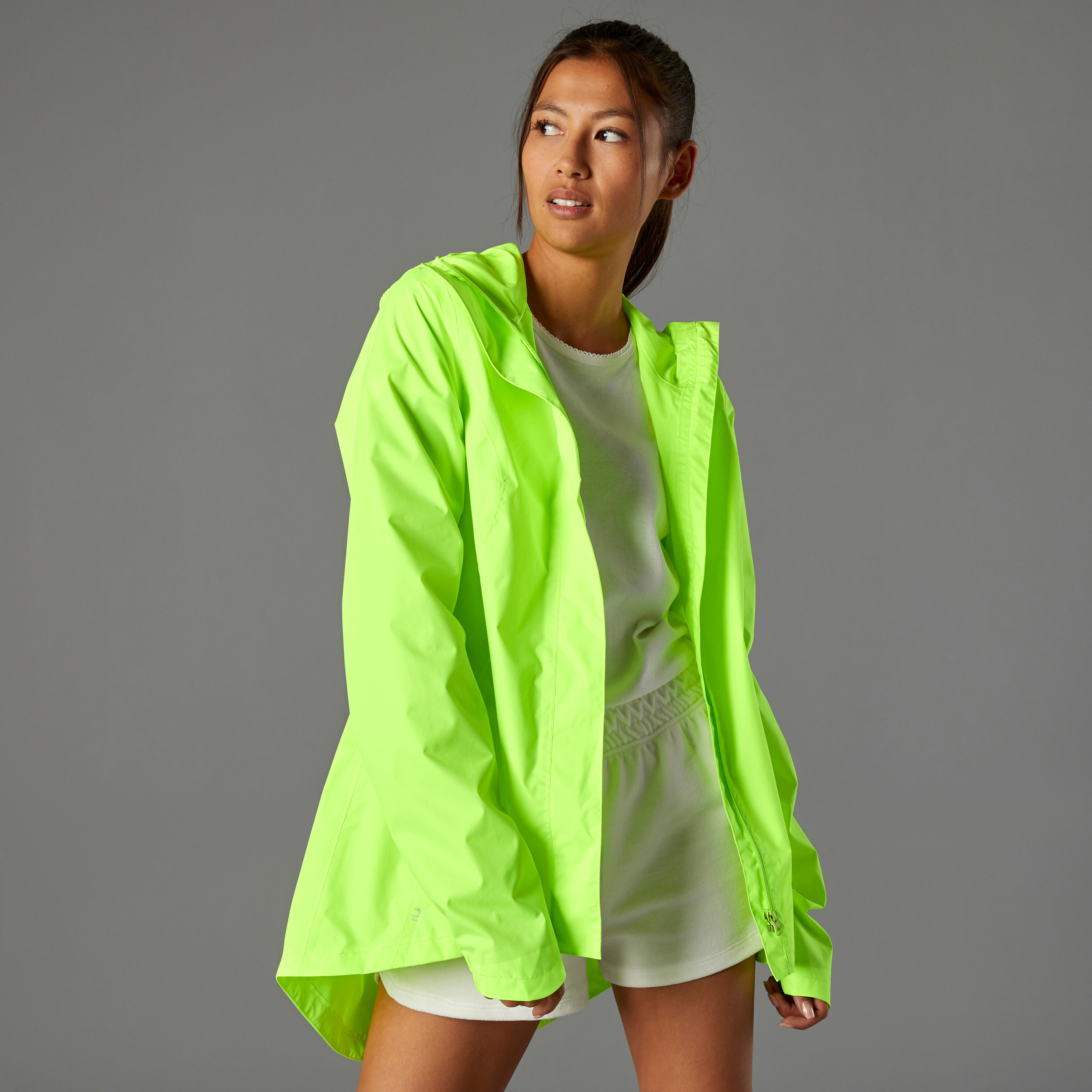 Women's Cycling Rain Jacket 120 Yellow Fluo yellow gre Btwin