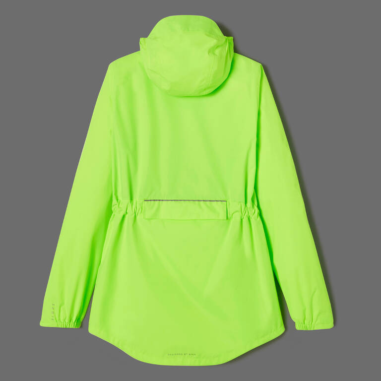 Jaket Antiair Wanita 100 Urban Cycling - Kuning Neon