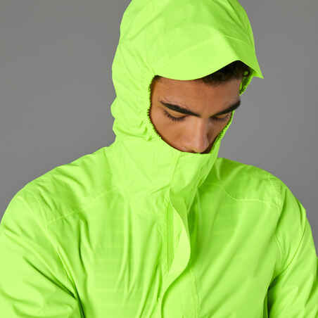 Btwin UC100, High Visibility and Waterproof City Bike Rain Jacket, Men's