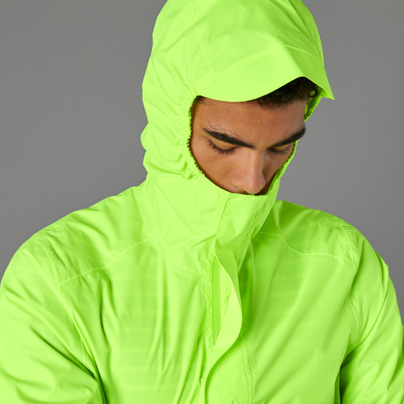 100 Men's Waterproof Urban Cycling Jacket - Neon Yellow