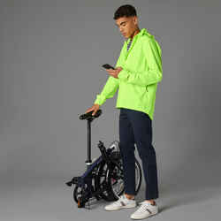 Btwin UC100, High Visibility and Waterproof City Bike Rain Jacket, Men's