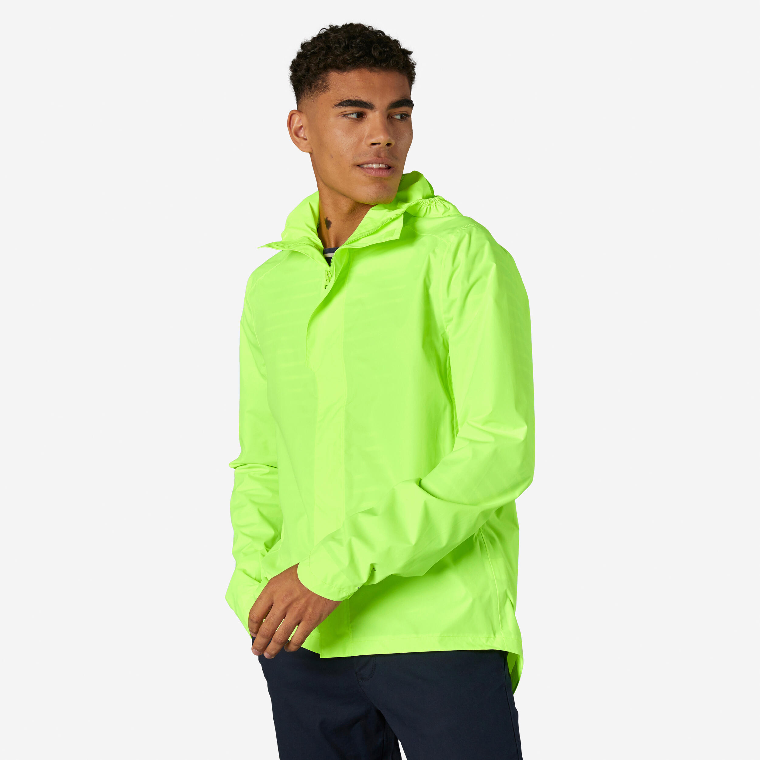 Men's City Cycling Rain Jacket 120 PPE Daily Visibility Certified Neon ...