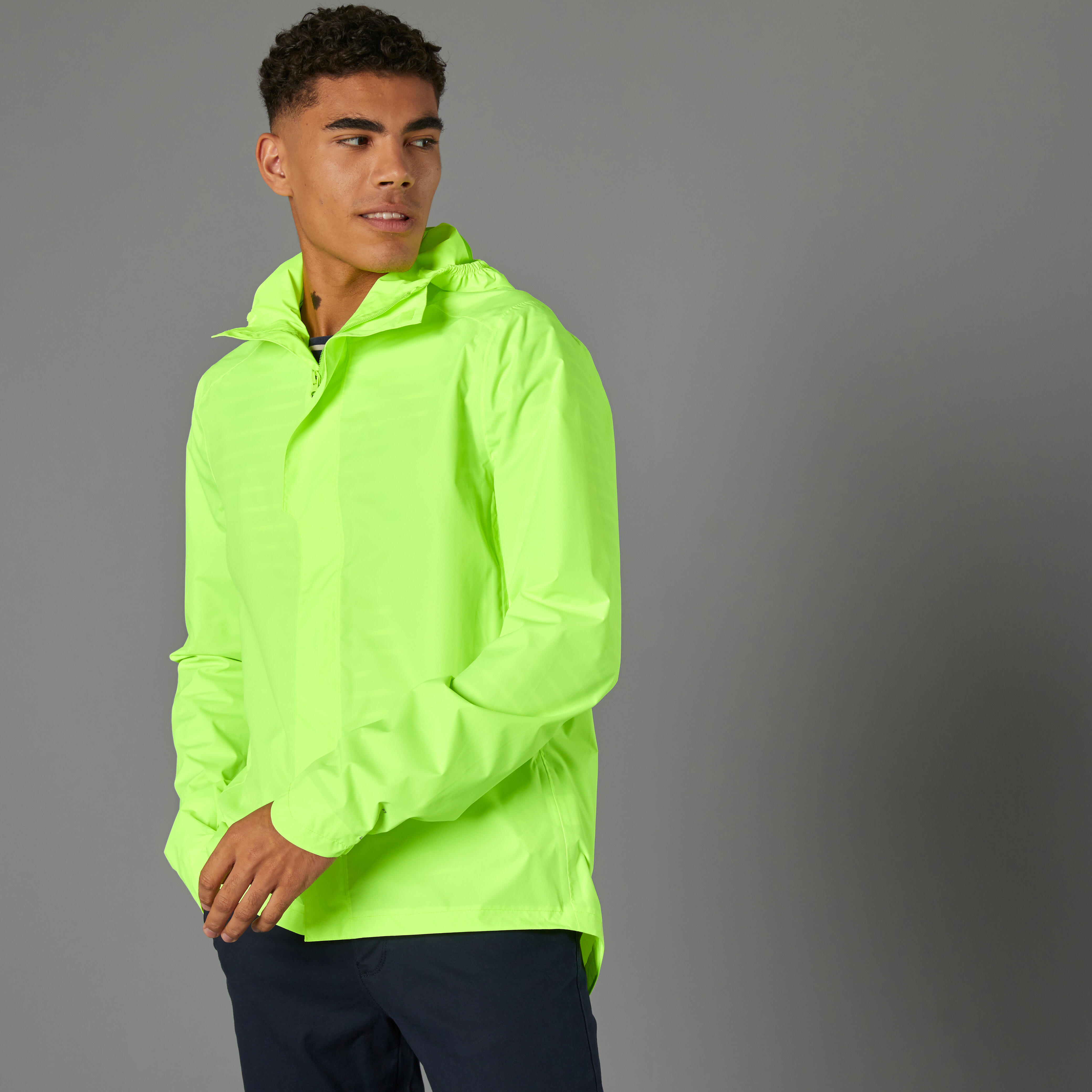 Btwin - Veste Pluie Velo Ville Homme 120 Jaune Fluo Certifiée Epi Visibilité Jour - Veste - Velos Et Equipements Ville / Pliant - Jaune - 52 2xl -