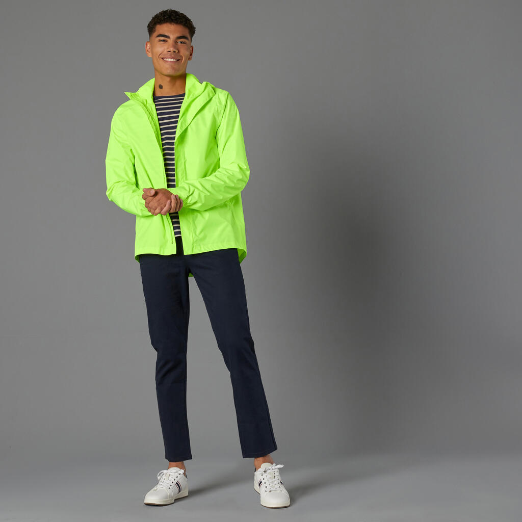 100 Men's Waterproof Urban Cycling Jacket - Neon Yellow