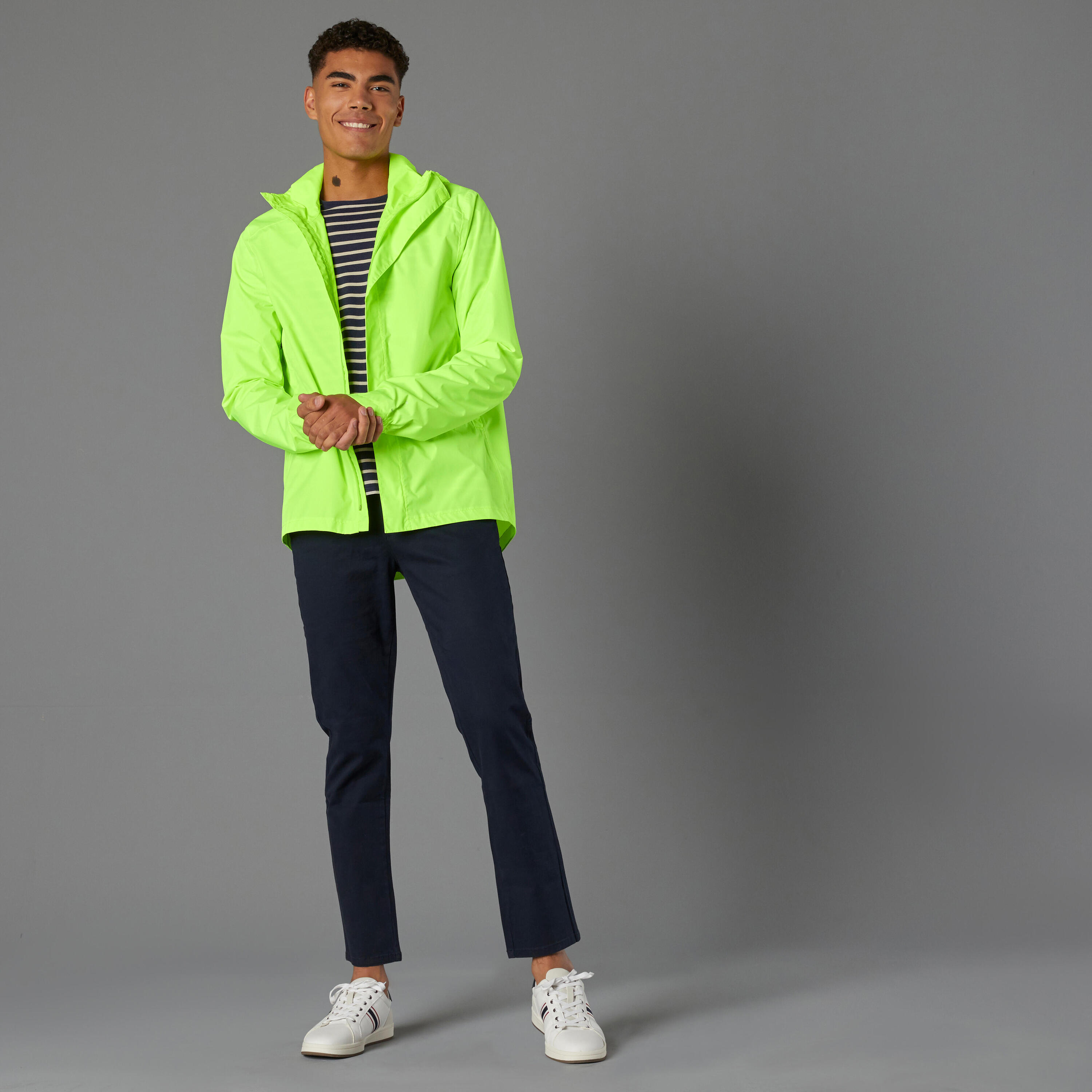 100 Men's Waterproof Urban Cycling Jacket - Neon Yellow 11/28