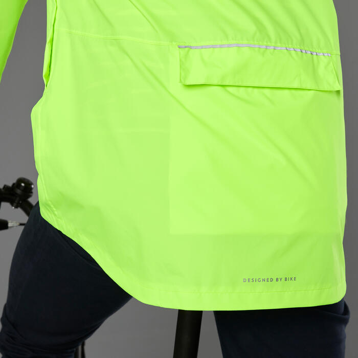 Men City Cycling Rain Jacket Btwin 120 Waterproof PPE High Visibility
