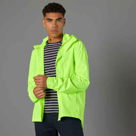 100 Men's Waterproof Urban Cycling Jacket - Neon Yellow