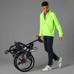 Btwin UC100, High Visibility and Waterproof City Bike Rain Jacket, Men's