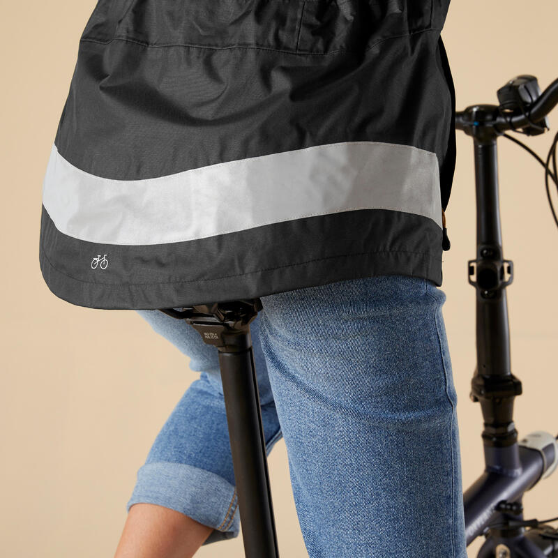 Fahrrad Regenjacke City 540 Damen Sichtbarkeit PSA-zertifiziert schwarz