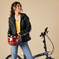 500 Women's Waterproof Urban Cycling Jacket - Black