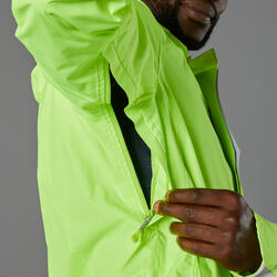 b'twin fahrrad-regenjacke rennrad 100 herren neon-limettengrün größe m