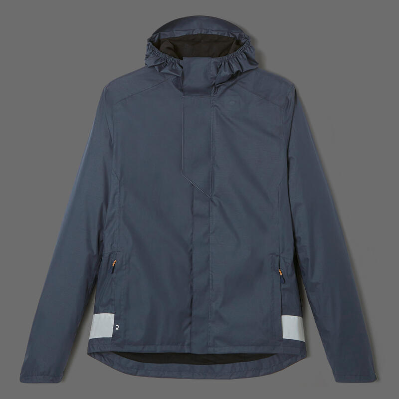 VESTE PLUIE VÉLO VILLE 540 HOMME MARINE CERTIFIÉE EPI VISIBILITÉ