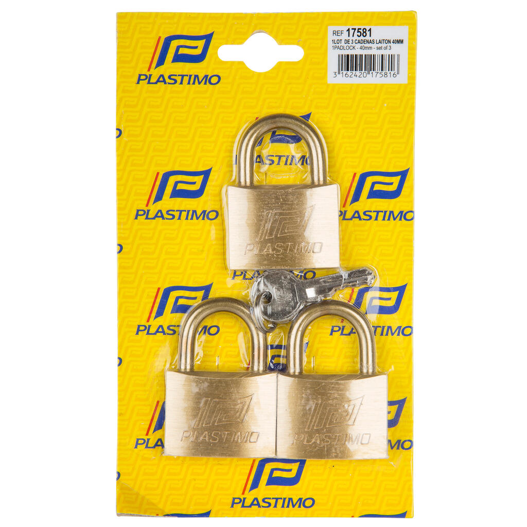 Marine Padlocks Brass 40 mm Pack of 3