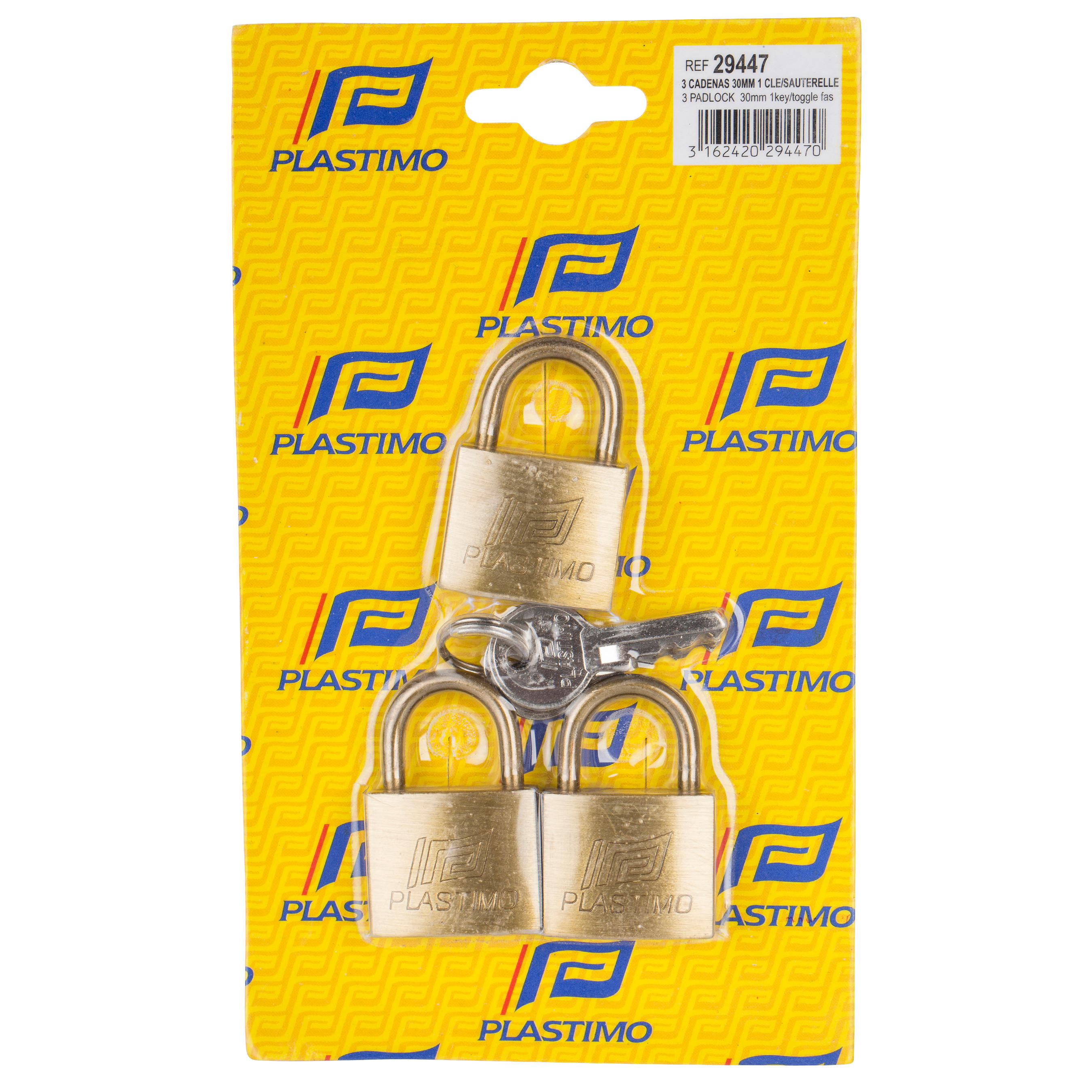 Pack of 3 30 mm Brass Boat Padlocks 2/2