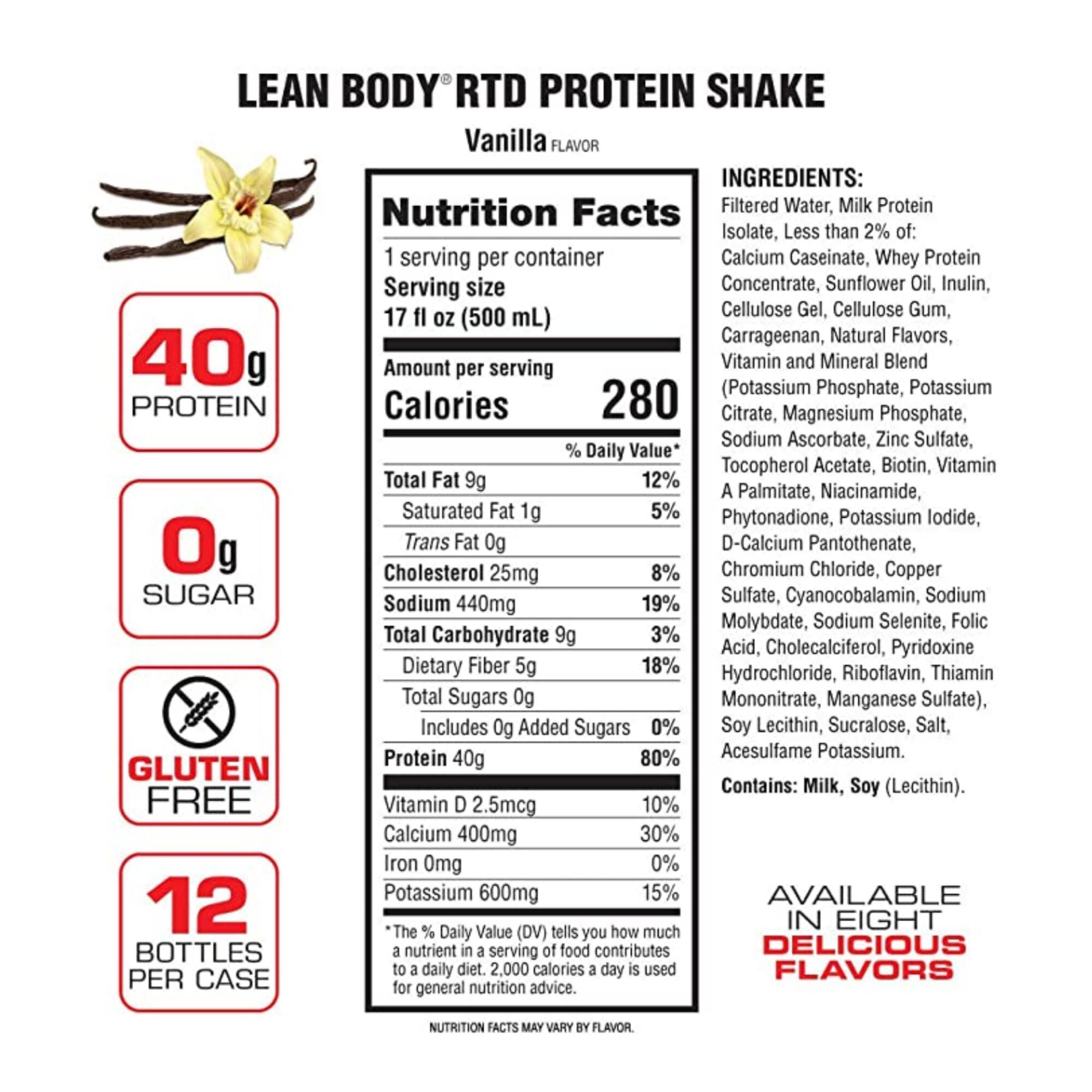 Labrada Lean Body Protein Shake Drink Vanilla 500ml