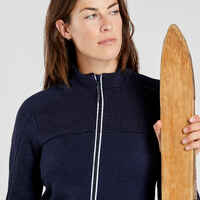 Women’s Merino Wool Fleece Ski Jacket - 500 Warm - Navy/White