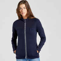 Women’s Merino Wool Fleece Ski Jacket - 500 Warm - Navy/White