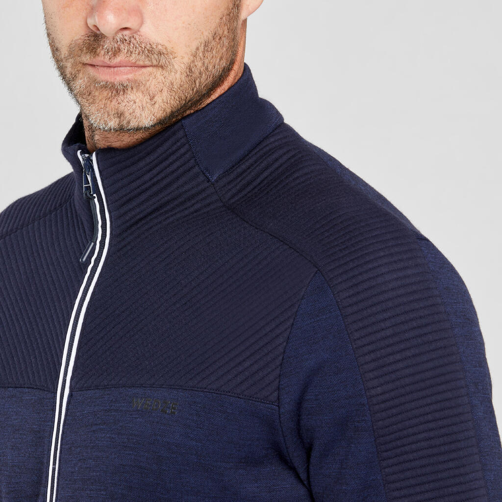 Men’s Fleece Merino Wool Ski Jacket - 500 Warm - Navy/White