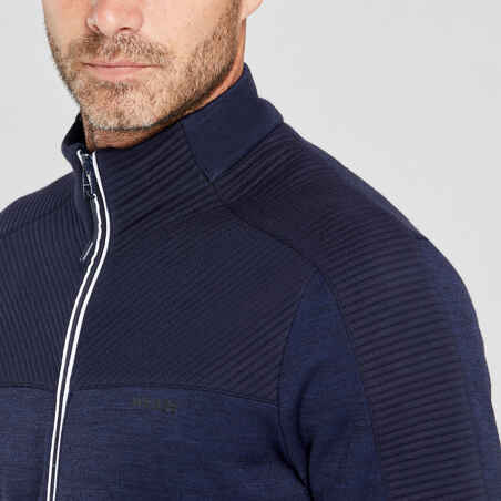 500 WARM Men's warm and breathable Merino wool ski jacket - blue and white