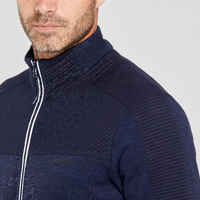 Men’s Fleece Merino Wool Ski Jacket - 500 Warm - Navy/White