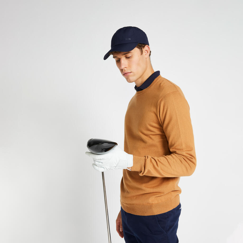 Men's crew-neck golfing pullover MW500 - hazelnut