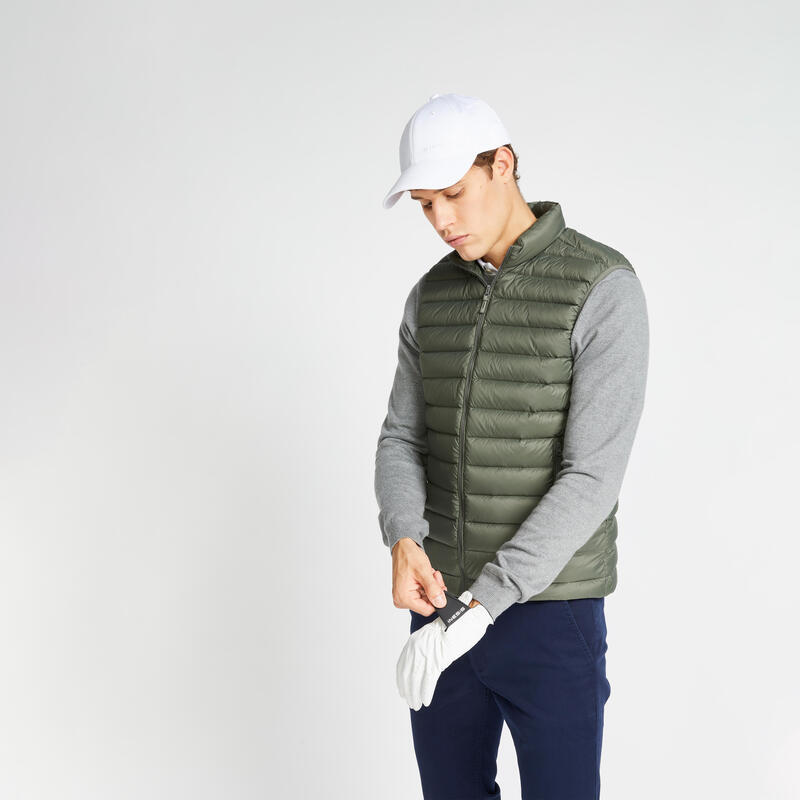 Pánská golfová péřová vesta MW500 khaki 
