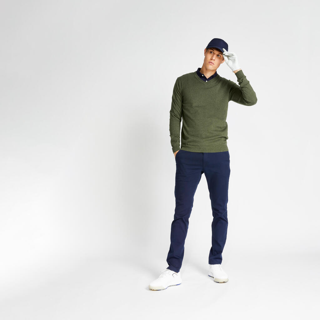 Pull de golf col V homme MW500 kaki