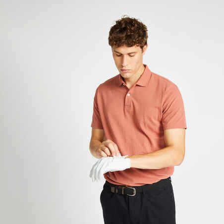 Men's golf short-sleeved polo shirt MW500 terracotta