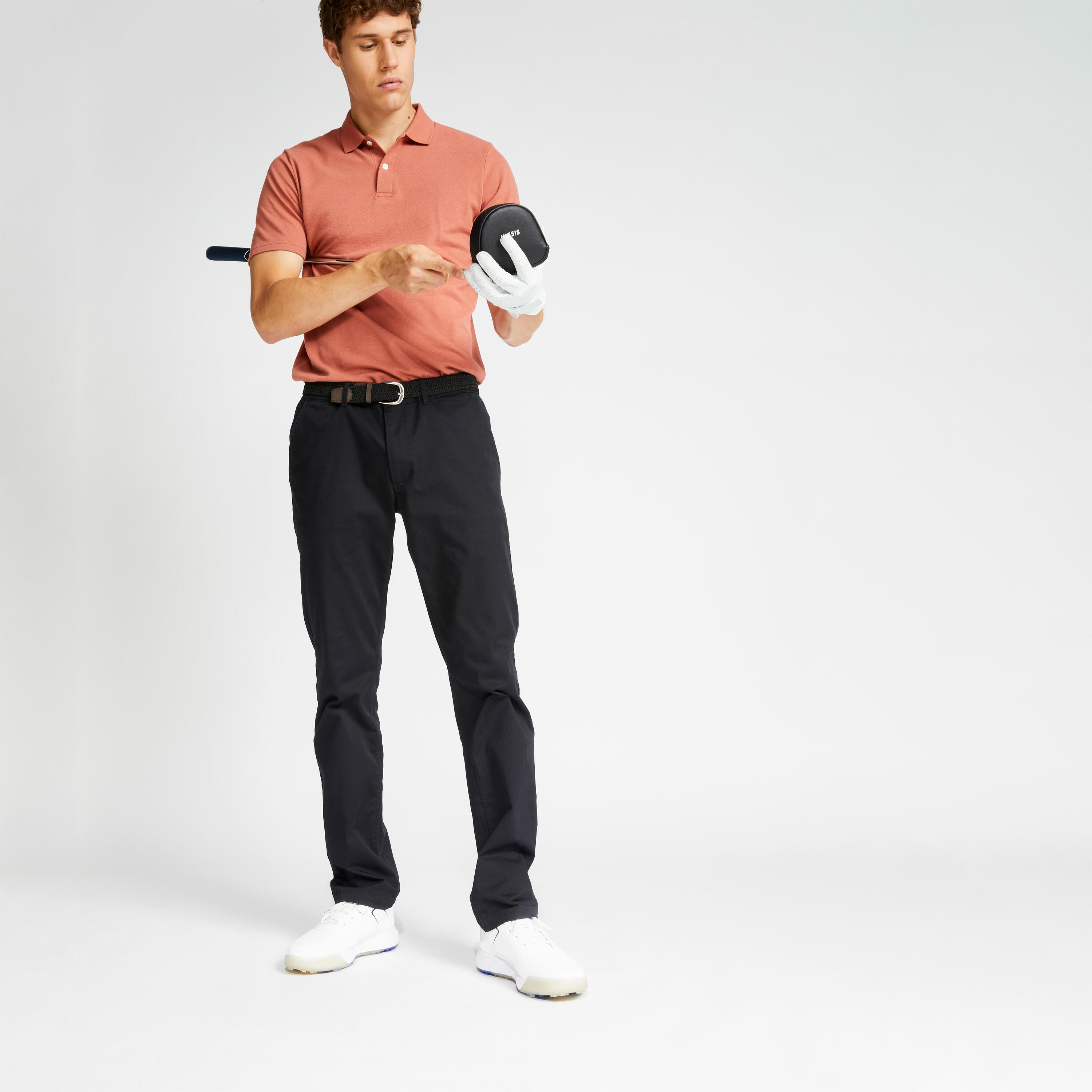 Men's golf short-sleeved polo shirt MW500 terracotta 11/24