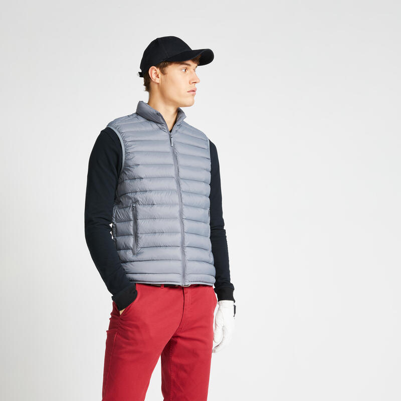 Doudoune duvet sans manches de golf homme MW500 gris foncé