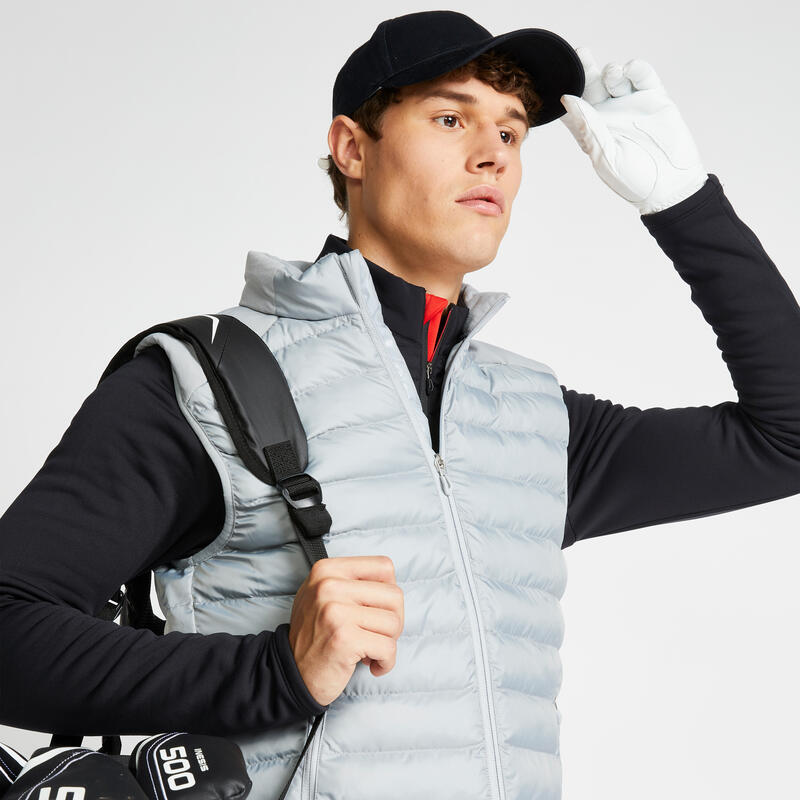 Chaleco Acolchado Golf CW500 Hombre Gris Acero Invierno