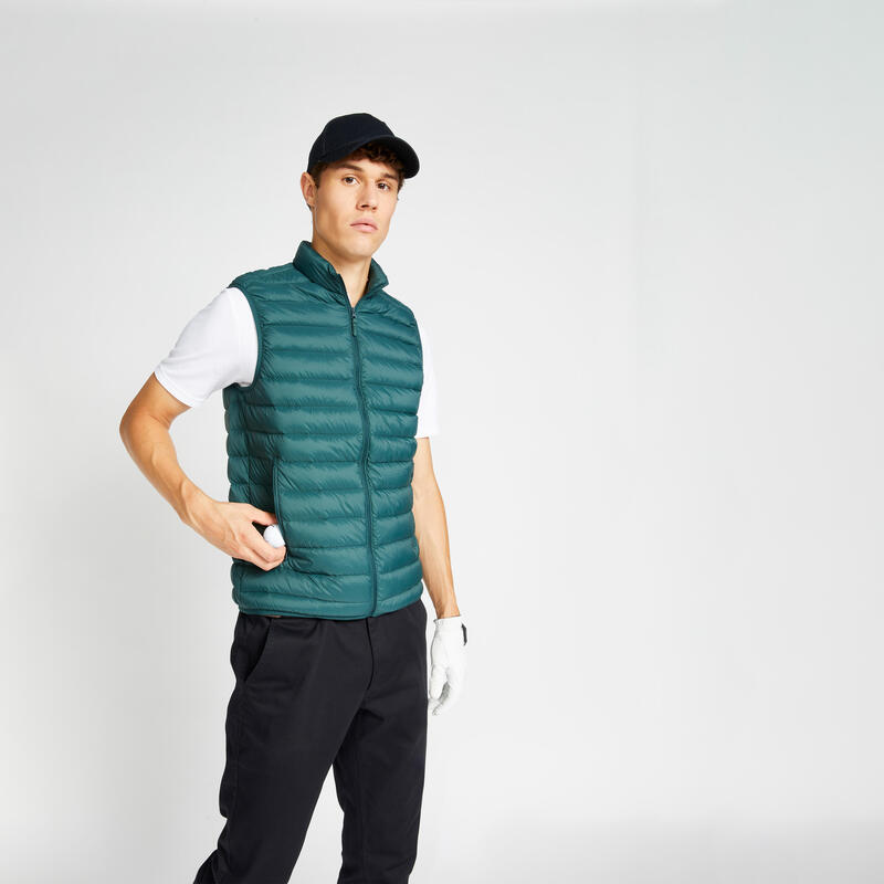 Pánská golfová péřová vesta MW500 tmavě zelená 